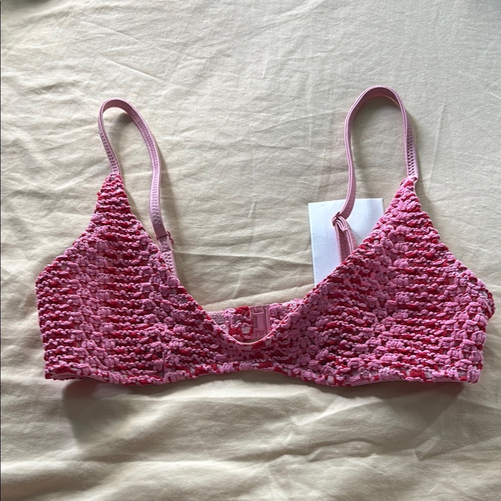 MAIA - ALINA Pink Crochet Scoop Top
